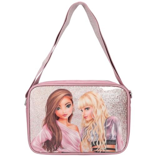 Depesche TopModel Glitter Queen 12528-Bolso Bandolera con Cremallera y Correa Ajustable en Color Rosa (12528)