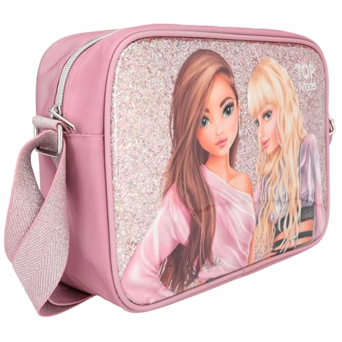 Depesche TopModel Glitter Queen 12528-Bolso Bandolera con Cremallera y Correa Ajustable en Color Rosa (12528)