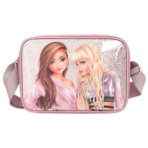 Depesche TopModel Glitter Queen 12528-Bolso Bandolera con Cremallera y Correa Ajustable en Color Rosa (12528)