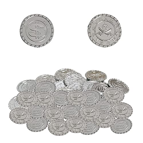 Dequate Treasure Hunt Fake Coin - 100 Piezas Pirate Treasure Hunt Monedas Juguetes, Kids PP Pirate Coins para Jugar Favor Party Supplies, Treasure Hunt Game