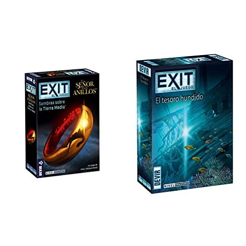 Devir BGEXIT20SP Exit: El Señor de los Anillos & Exit: El Tesoro hundido, Juego de Mesa, Escape Room, Juego de Mesa con Amigos, Juegos de Mesa 2 Jugadores (BGEXIT7)