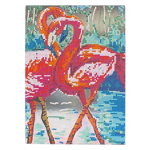 DIAMANTINY Level Up - Animals Paintings - Actividad Crystal Art, Diamond Painting Kit, Flamingos, A4, 96343