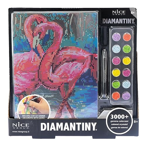 DIAMANTINY Level Up - Animals Paintings - Actividad Crystal Art, Diamond Painting Kit, Flamingos, A4, 96343