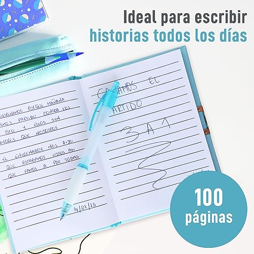 Diario Secreto Niño con Candado - Diario Personal Niño con Bolígrafo - Regalos para Niños de 4 a 10 Años Cumpleaños Comunión - Cuaderno A5 y Diario de Viaje y Vacaciones en Verano Primaria