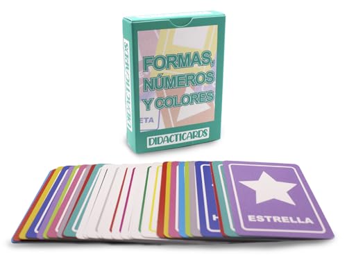 DIDACTICARDS - Formas geométricas, Números, Colores, Juego Educativo, Juego de Mesa, Letras, Aprender inglés, Aprender números y Colores, Juego de Cartas, Tarjetas educativas, Gamificación -