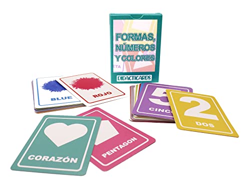 DIDACTICARDS - Formas geométricas, Números, Colores, Juego Educativo, Juego de Mesa, Letras, Aprender inglés, Aprender números y Colores, Juego de Cartas, Tarjetas educativas, Gamificación -