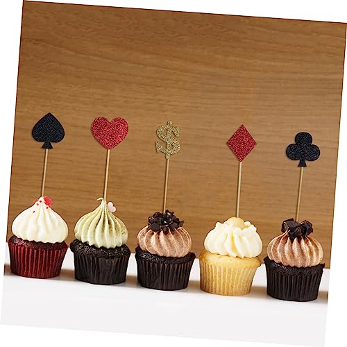 Didiseaon 81 Piezas De Decoración De Corazón Jugando A Las Cartas Cupcake Topper Poker Noche Fiesta Suministros Las Vegas Tema Cupcake Decoración Pastel De Frutas Papel Pastel Topper Taza