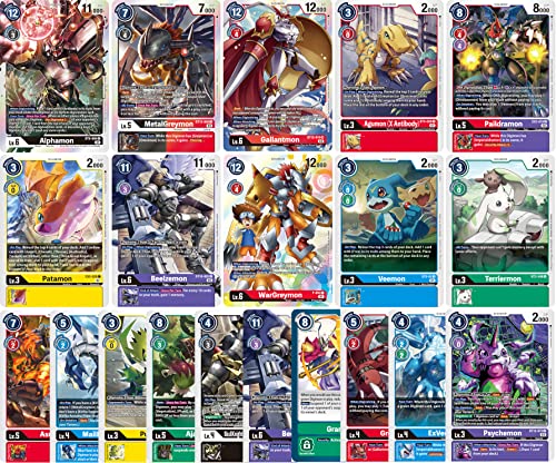 Digimon Card Game Cards – 50 cartas diferentes Digimon incluyendo 5 tarjetas holo garantizadas – Inglés