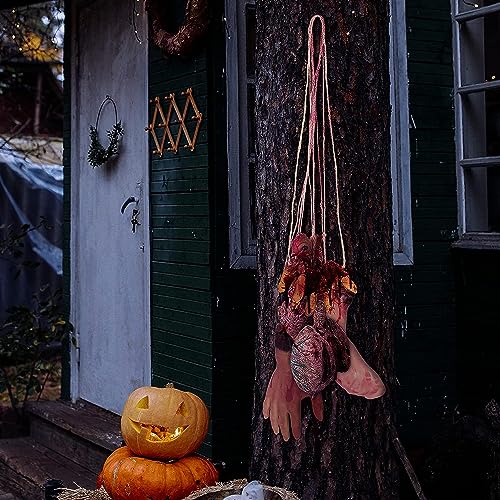 Diifoy Halloween Separado Manos Conjunto de Pie - Humanos Ensangrentados Trozos de Miedo Accesorios de Halloween del Cuerpo Rotos para Casa Embrujada - Pies y Manos (Pie y Mano)