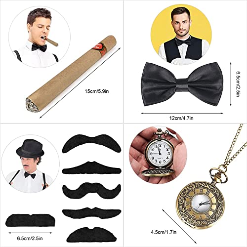 Disfraz de los años 20 para hombre, disfraz de los años 20, gran traje de Gatsby para hombre, juego de disfraz de mafia de los años 20, juego de accesorios para disfraz de mafia Gatsby, accesorios de