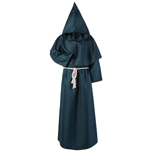 Disfraz gótico medieval de Halloween, disfraz de sacerdote, disfraz de cosplay, disfraz de escenario, lámpara decorativa medieval (verde, M), verde, M