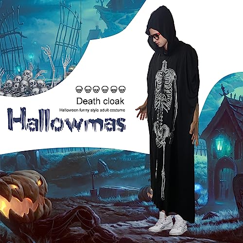 Disfraz Halloween Fantasma Negro, Disfraz de Esqueleto, Disfraz Halloween Hombre y Mujer, Halloween Disfraz Capa, Capa de Vampiro, Disfraz Halloween Brujo Disfraces de Vampirina Adulto Carnaval Fiesta