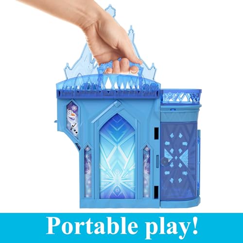 Disney Frozen Minis Castillo de hielo de Elsa Casa de muñecas apilable con figura, muebles y accesorios, juguete +3 años (Mattel HPR37)