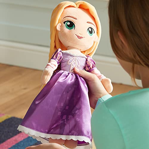 Disney Store Muñeca de peluche de Rapunzel, Enredados, mide 32 cm, muñeca de peluche con detalles bordados, la princesa lleva su atuendo característico y un corpiño brillante, apta para recién nacidos