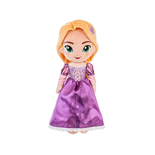 Disney Store Muñeca de peluche de Rapunzel, Enredados, mide 32 cm, muñeca de peluche con detalles bordados, la princesa lleva su atuendo característico y un corpiño brillante, apta para recién nacidos