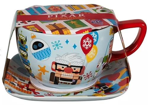 Disney Store Pixar - Taza y platillo de vacaciones (Toy Story, Up, Monsters Inc)