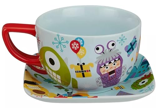 Disney Store Pixar - Taza y platillo de vacaciones (Toy Story, Up, Monsters Inc)