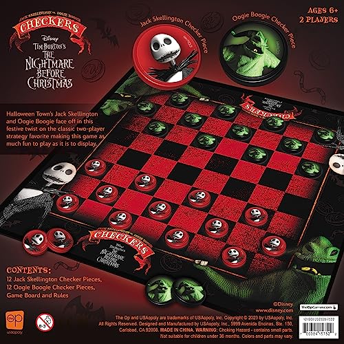 Disney Tim Burton’s The Nightmare Before Christmas Checkers | Featuring Jack Skellington vs. Oogie Boogie | Officially Licensed Disney Game | Collectible 2-Player Game | Ages 6+