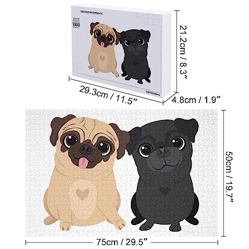 Divertido rompecabezas de madera con diseño de perros pugs para adultos, 300/500/1000 piezas