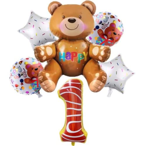 DIWULI Juego de Globos de Oso Grande, Globo de Número 1 XL, Globo de Oso XL, Globo de Lámina de Feliz Cumpleaños, 1º Cumpleaños de Niño y Niña, Decoración de Fiesta Temática, Decoración