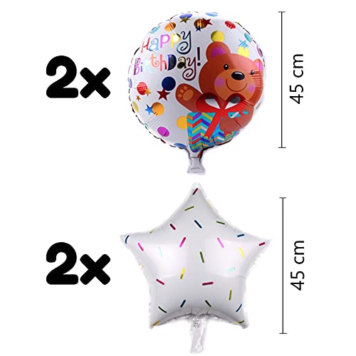 DIWULI Juego de Globos de Oso Grande, Globo de Número 1 XL, Globo de Oso XL, Globo de Lámina de Feliz Cumpleaños, 1º Cumpleaños de Niño y Niña, Decoración de Fiesta Temática, Decoración