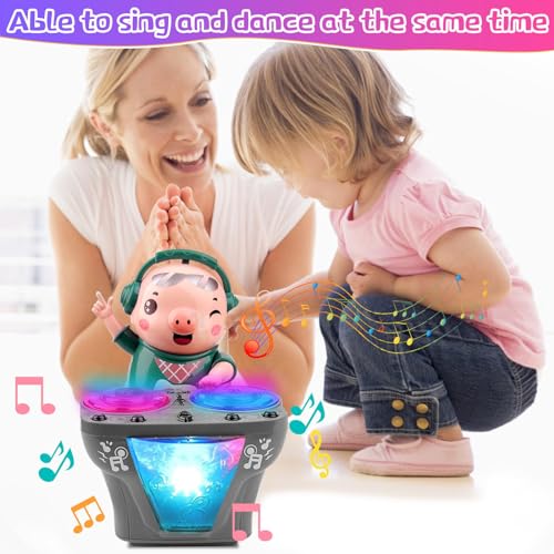 DJ Electric Music Dancing Pig Toy, DJ Swinging Pig Toy con Música Y Luces, Divertido Y Lindo Juguete De Swing Dancing Piggy, Regalos para Niñas Y Niños De 2 A 5 Años