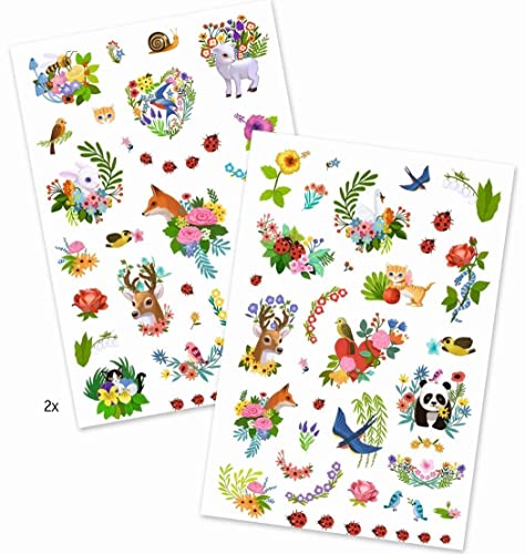 DJECO Primavera Tatuajes temporales, Floral, Multicolor, 1 Stück (1er Pack) (DJ09591)