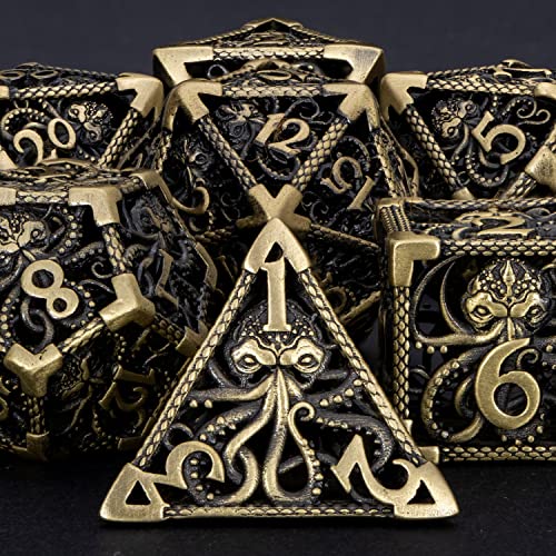 DND Dice Set Dungeons and Dragons Dice, Mind Flayer Dice Hollow D&D Dice Set Metal Poliédricos Dados para MTG Pathfinder Juegos de mesa RPG Juego de rol D y D Dados con caja de regalo, D20 D12 D10 D8