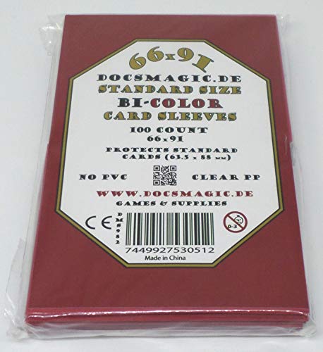 docsmagic.de 100 Premium Bi-Color Card Sleeves Mat Red/Black Standard Size 66 x 91 Fundas Roja Negra