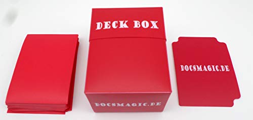 docsmagic.de Deck Box + 60 Mat Red Sleeves Small Size - Mini Caja & Fundas Roja - YGO