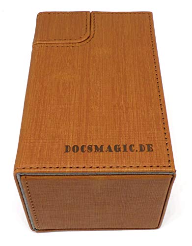 docsmagic.de Premium Magnetic Tray Box (100) Gold + Deck Divider - MTG - PKM - YGO - Caja Oro