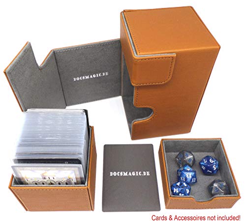 docsmagic.de Premium Magnetic Tray Box (100) Gold + Deck Divider - MTG - PKM - YGO - Caja Oro