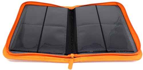 docsmagic.de Premium Pro-Player 4-Pocket Zip-Album Orange - 160 Card Binder - MTG - PKM - YGO - Cremallera