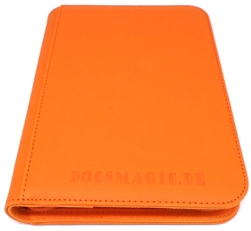 docsmagic.de Premium Pro-Player 4-Pocket Zip-Album Orange - 160 Card Binder - MTG - PKM - YGO - Cremallera