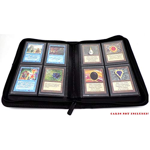 docsmagic.de Pro-Player 4-Pocket Zip-Album Black - 160 Card Binder - MTG - PKM - YGO - Cremallera Negra