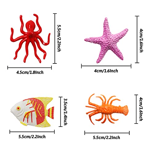 DOITEM 32 Pack Mini Vinilo Plástico Ocean Sea Animal Figuras Juego de Juguete, Realista Under The Sea Life Figura Regalo de baño para niños Educativos Niños Fiesta Cake Cupcake Topper