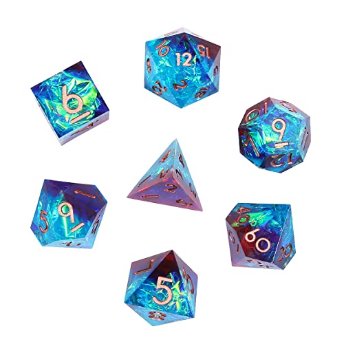 DollaTek Upscale Resina Transparente DND Juego de Dados poliédricos Dados RPG Dados rol D4 D6 D8 D10 D12 D20 Juego de Dados - Rojo y Azul