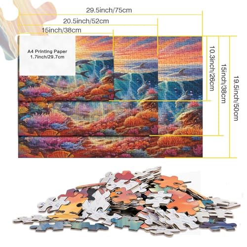 Dolphin Puzzle De 300 Piezas, Marine Organism Puzzle， Rompecabezas para Adultos, Rompecabezas Impossible, Juego De Habilidad para Toda La Familia 300pcs (40x28cm)