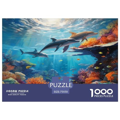 Dolphin Puzzles para Adultos, Marine Organism Puzzle De 1000 Piezas ，Obra De Arte De Juego De Rompecabezas para Adultos 1000pcs (75x50cm)