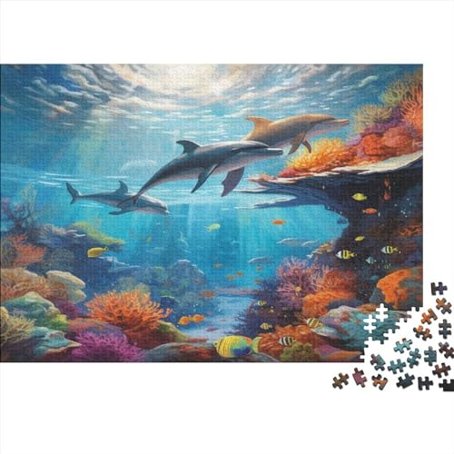 Dolphin Puzzles para Adultos, Marine Organism Puzzle De 1000 Piezas ，Obra De Arte De Juego De Rompecabezas para Adultos 1000pcs (75x50cm)