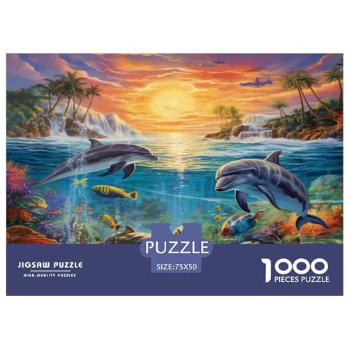 Dolphin Puzzles para Adultos, Marine Organism Puzzle De 1000 Piezas ，Obra De Arte De Juego De Rompecabezas para Adultos 1000pcs (75x50cm)