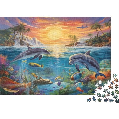 Dolphin Puzzles para Adultos, Marine Organism Puzzle De 1000 Piezas ，Obra De Arte De Juego De Rompecabezas para Adultos 1000pcs (75x50cm)