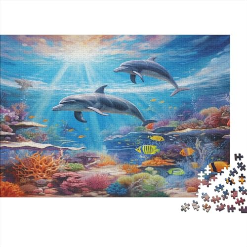 Dolphin Puzzles para Adultos, Marine Organism Puzzle De 500 Piezas ，Obra De Arte De Juego De Rompecabezas para Adultos 500pcs (52x38cm)