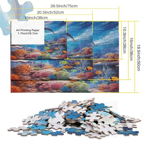 Dolphin Puzzles para Adultos, Marine Organism Puzzle De 500 Piezas ，Obra De Arte De Juego De Rompecabezas para Adultos 500pcs (52x38cm)