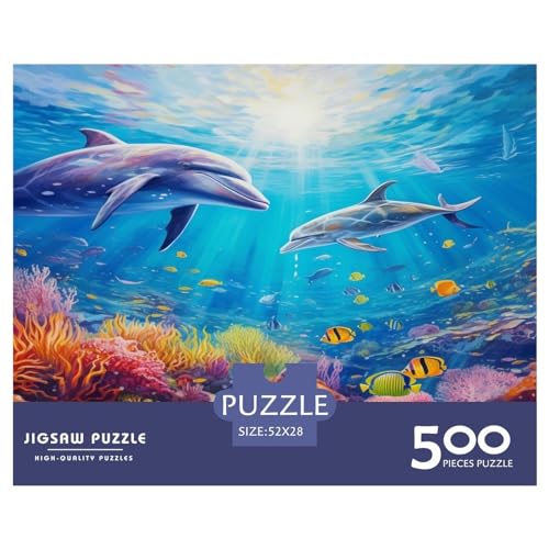 Dolphin Rompecabezas De 500 Piezas para Adultos, Marine Organism Rompecabezas, Rompecabezas Educativos 500pcs (52x38cm)