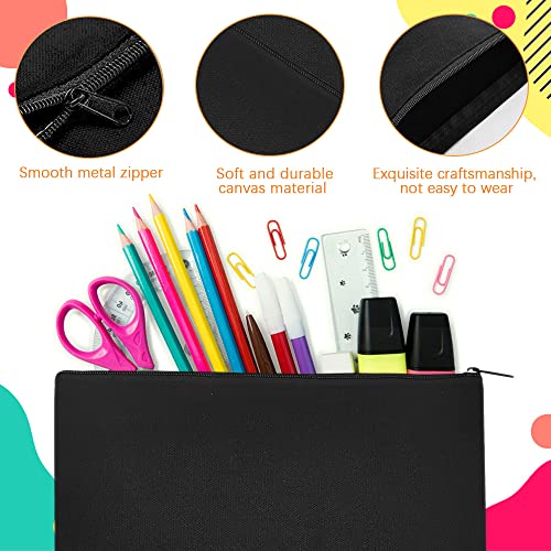 DOUSELLA 10 PCS Bolsas de Lona con Cremallera para Manualidades Bolsas de Maquillaje de Lona para Viajes Estuche de Tela de Algodón Negro DIY Bolsas de Lona para Lápiz Documentos Joyería 21x13cm Negro