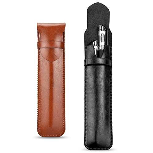 DOUSELLA 2 PCS Estuche de Cuero para Boligrafos PU Funda de Piel para Bolígrafo Suave Funda Protectora para Bolígrafo Estuche Protector para Bolígrafos Portátil Bolsa para Pluma Estilográfica Lápiz