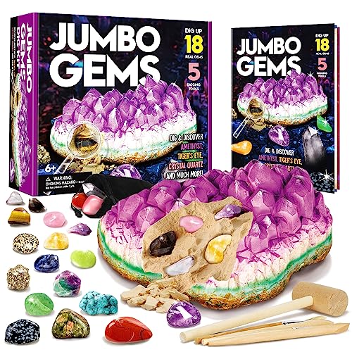 Dr. Daz Kit de Excavación Jumbo de Gemas, Piedras Preciosas para Excavación y Colección, Exploración Minerales Regalo para Niños Niñas 6-12 Años