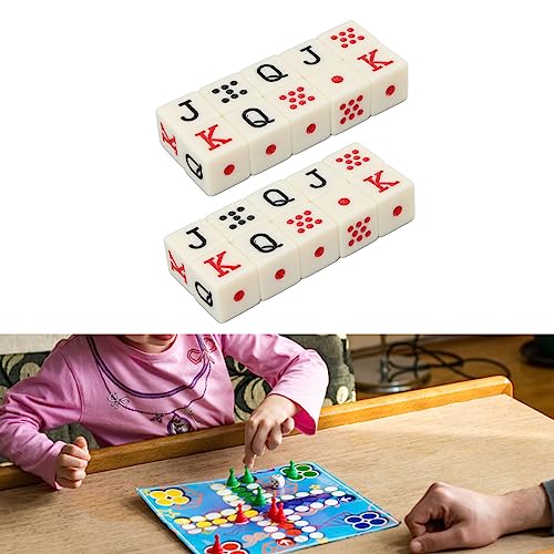 Drfeify Juego de Dados de Poker Español Plástico Amarillo para Juegos de Mesa y Situaciones de Enseñanza Digital