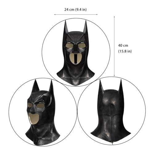 DTREEL Disfraz Batman Adulto，Disfraz de Batman Superhéroe Caballero Oscuro，Traje de Batman Cosplay Halloween Hombres，Mono Negro Capa Mascara，Ropa Fiesta para Edades de 12 a 24 Años.(L,With Mask)